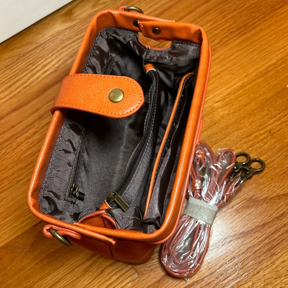 Brown Leather Clutch Bag with Strap - Picture 3 of 4